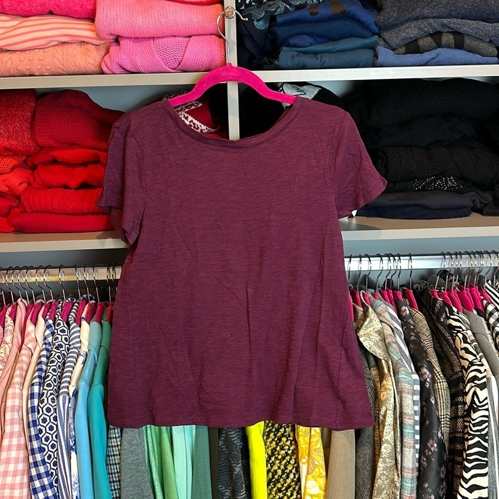Loft purple lace up Bach short sleeve top size XS NWT